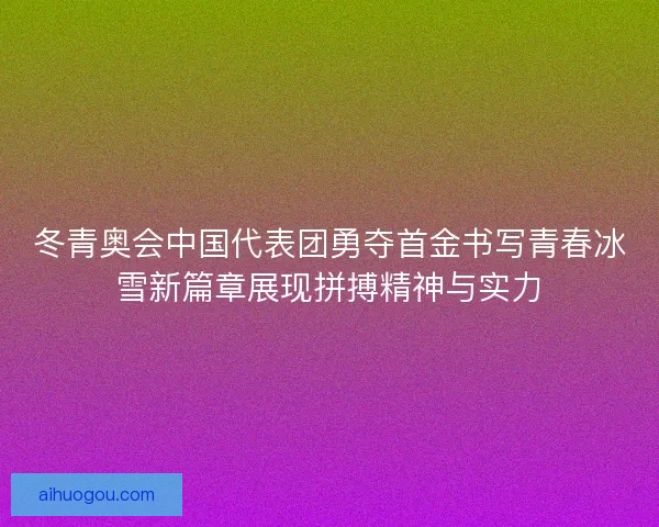 冬青奥会中国代表团勇夺首金书写青春冰雪新篇章展现拼搏精神与实力